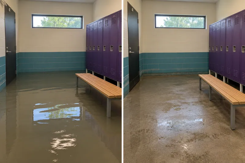 Water Extraction Near Windmill Ridge Park — standing water and damp floor after bulk removal