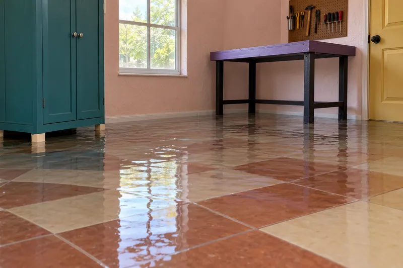 Water Extraction Near Gloria Williams Park — flooded interior with submerged furniture feet