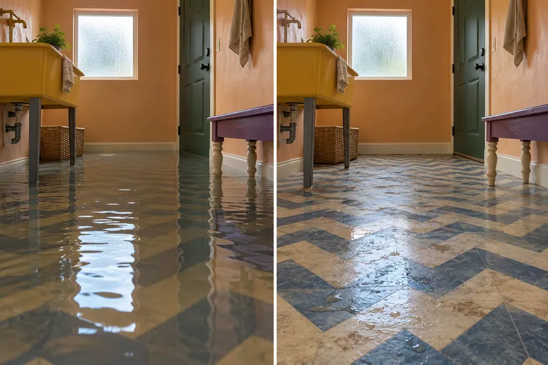 Water Extraction Near Jewel Park — standing water and damp floor after bulk removal