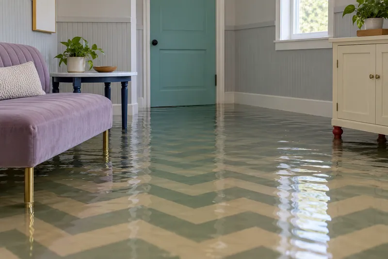 Water Extraction Near Jewel Park — flooded interior with submerged furniture feet