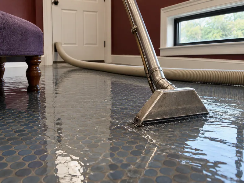Water Extraction in Rockwall — extraction wand collecting water from a tiled floor